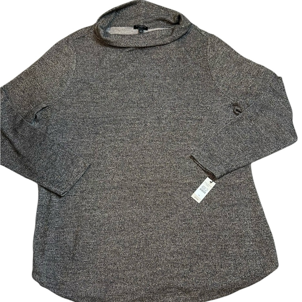 NEW Talbots Sweater Wide Rolled Neck Silver Metallic Womens 1X Glam Preppy Party